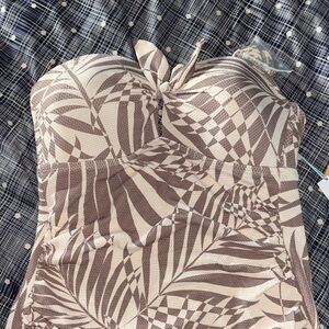 Tropical Leaf Print One Piece Swimsuit